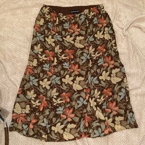 Norton Mcnaughton Brown Floral A-Line Skirt